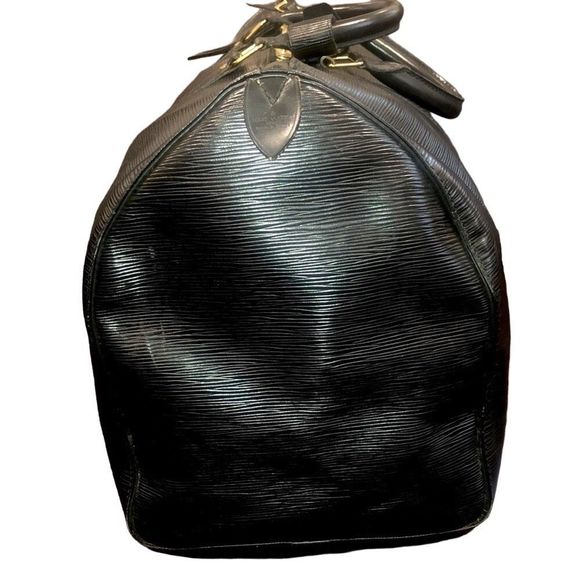 LOUIS VUITTON LV 50 Black Epi KeepAll Boston Weekend Travel Bag Duffle VI8911 - Picture 6 of 17